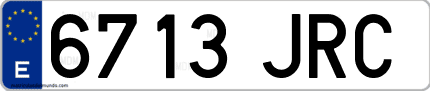 Ejemplo de matrícula de coche ordinaria 6713 JRC