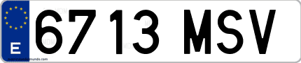 Ejemplo de matrícula de coche ordinaria 6713 MSV