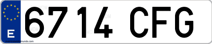 Ejemplo de matrícula de coche ordinaria 6714 CFG