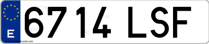 Ejemplo de matrícula de coche ordinaria 6714 LSF