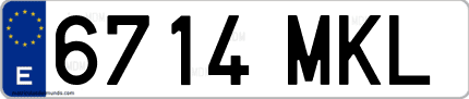 Ejemplo de matrícula de coche ordinaria 6714 MKL