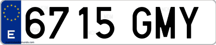 Ejemplo de matrícula de coche ordinaria 6715 GMY