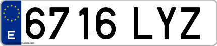 Ejemplo de matrícula de coche ordinaria 6716 LYZ