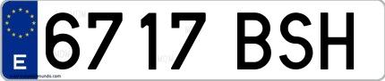 Ejemplo de matrícula española 6717 BSH