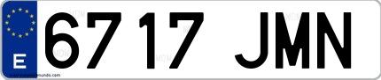 Ejemplo de matrícula española 6717 JMN