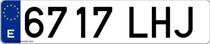 Ejemplo de matrícula de coche ordinaria 6717 LHJ