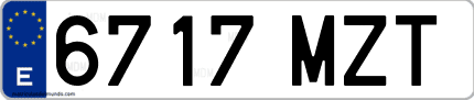Ejemplo de matrícula de coche ordinaria 6717 MZT