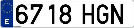 Ejemplo de matrícula española 6718 HGN