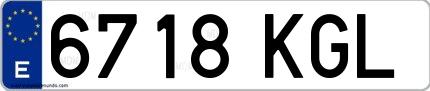 Ejemplo de matrícula española 6718 KGL