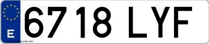 Ejemplo de matrícula española 6718 LYF