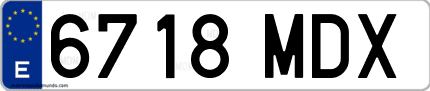 Ejemplo de matrícula de coche ordinaria 6718 MDX