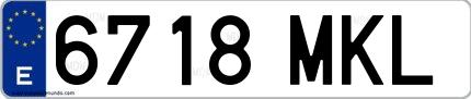 Ejemplo de matrícula española 6718 MKL