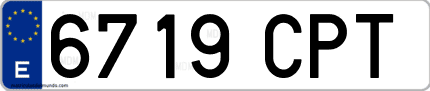 Ejemplo de matrícula de coche ordinaria 6719 CPT