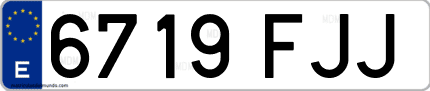 Ejemplo de matrícula de coche ordinaria 6719 FJJ