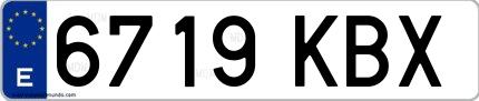 Ejemplo de matrícula española 6719 KBX