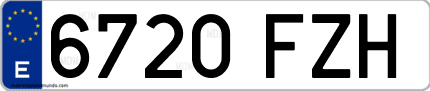 Ejemplo de matrícula de coche ordinaria 6720 FZH