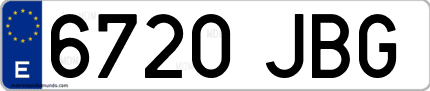 Ejemplo de matrícula de coche ordinaria 6720 JBG