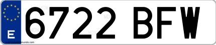 Ejemplo de matrícula española 6722 BFW