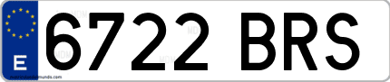 Ejemplo de matrícula de coche ordinaria 6722 BRS