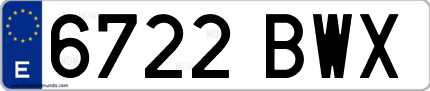 Ejemplo de matrícula de coche ordinaria 6722 BWX
