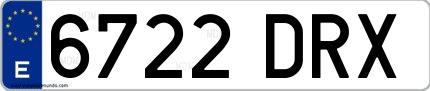Ejemplo de matrícula española 6722 DRX