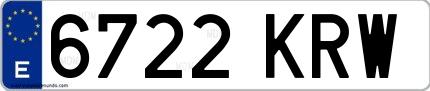 Ejemplo de matrícula española 6722 KRW