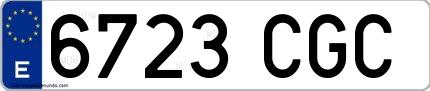 Ejemplo de matrícula española 6723 CGC