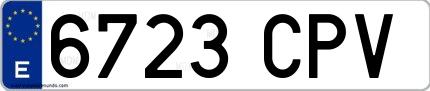 Ejemplo de matrícula española 6723 CPV