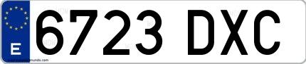 Ejemplo de matrícula española 6723 DXC