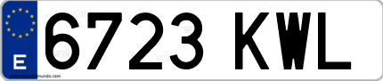 Ejemplo de matrícula de coche ordinaria 6723 KWL