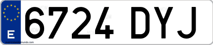 Ejemplo de matrícula de coche ordinaria 6724 DYJ
