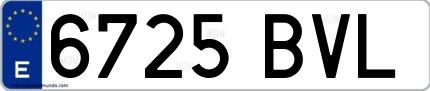 Ejemplo de matrícula española 6725 BVL
