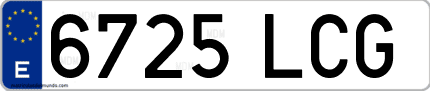 Ejemplo de matrícula de coche ordinaria 6725 LCG