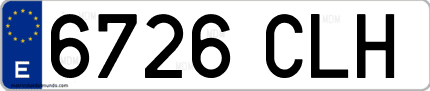 Ejemplo de matrícula de coche ordinaria 6726 CLH