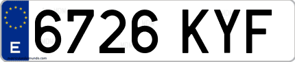Ejemplo de matrícula de coche ordinaria 6726 KYF