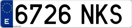 Ejemplo de matrícula española 6726 NKS