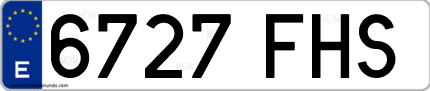 Ejemplo de matrícula de coche ordinaria 6727 FHS