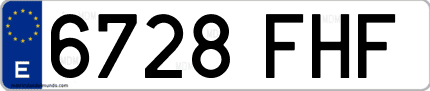 Ejemplo de matrícula de coche ordinaria 6728 FHF
