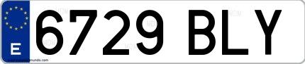 Ejemplo de matrícula de coche ordinaria 6729 BLY