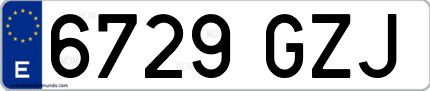 Ejemplo de matrícula de coche ordinaria 6729 GZJ