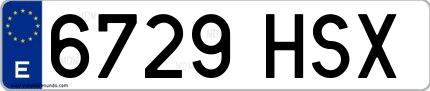 Ejemplo de matrícula española 6729 HSX