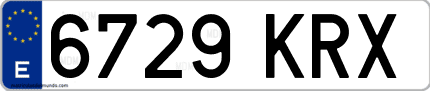 Ejemplo de matrícula de coche ordinaria 6729 KRX