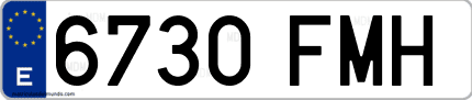 Ejemplo de matrícula de coche ordinaria 6730 FMH