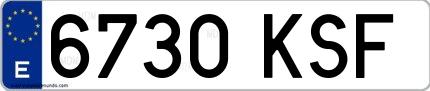 Ejemplo de matrícula española 6730 KSF