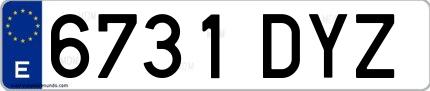 Ejemplo de matrícula española 6731 DYZ