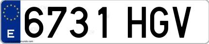 Ejemplo de matrícula de coche ordinaria 6731 HGV