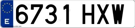 Ejemplo de matrícula española 6731 HXW