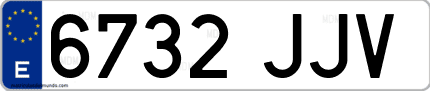 Ejemplo de matrícula de coche ordinaria 6732 JJV