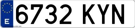 Ejemplo de matrícula española 6732 KYN