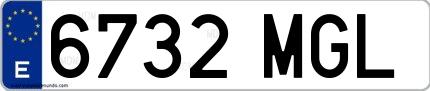 Ejemplo de matrícula española 6732 MGL
